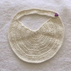 Hand crafted baby drool bib. Soft cotton and crocheted.